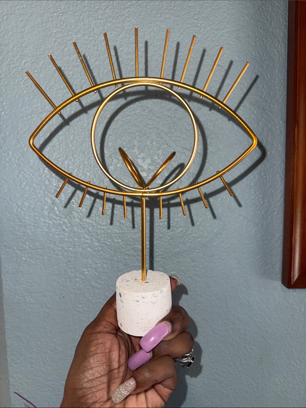 Gold Black Pewter Eye Sphere Stand with Chalk Base - Price for 1